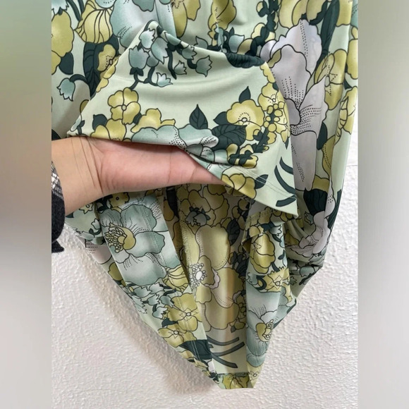 Pretty Good Made in USA Green Floral Collared Sleeveless Mini Dress Women’s S - Picture 8 of 11